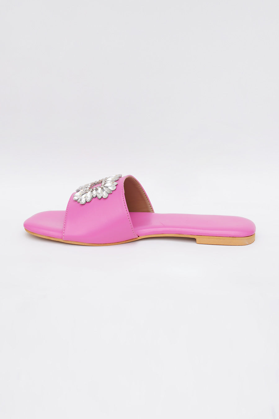 Pink Brooch Embroidered Flats