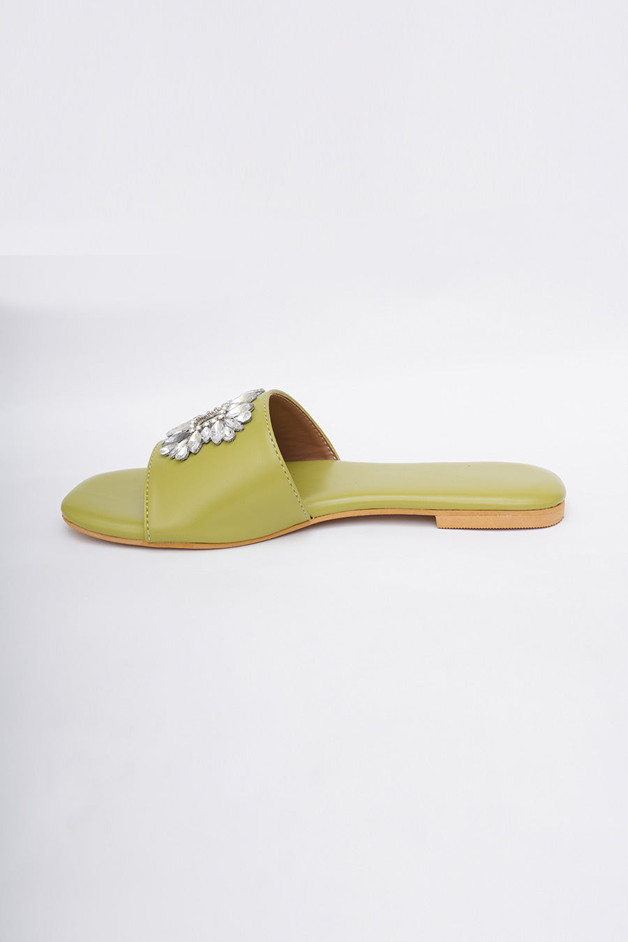 Green Brooch Embroidered Flats