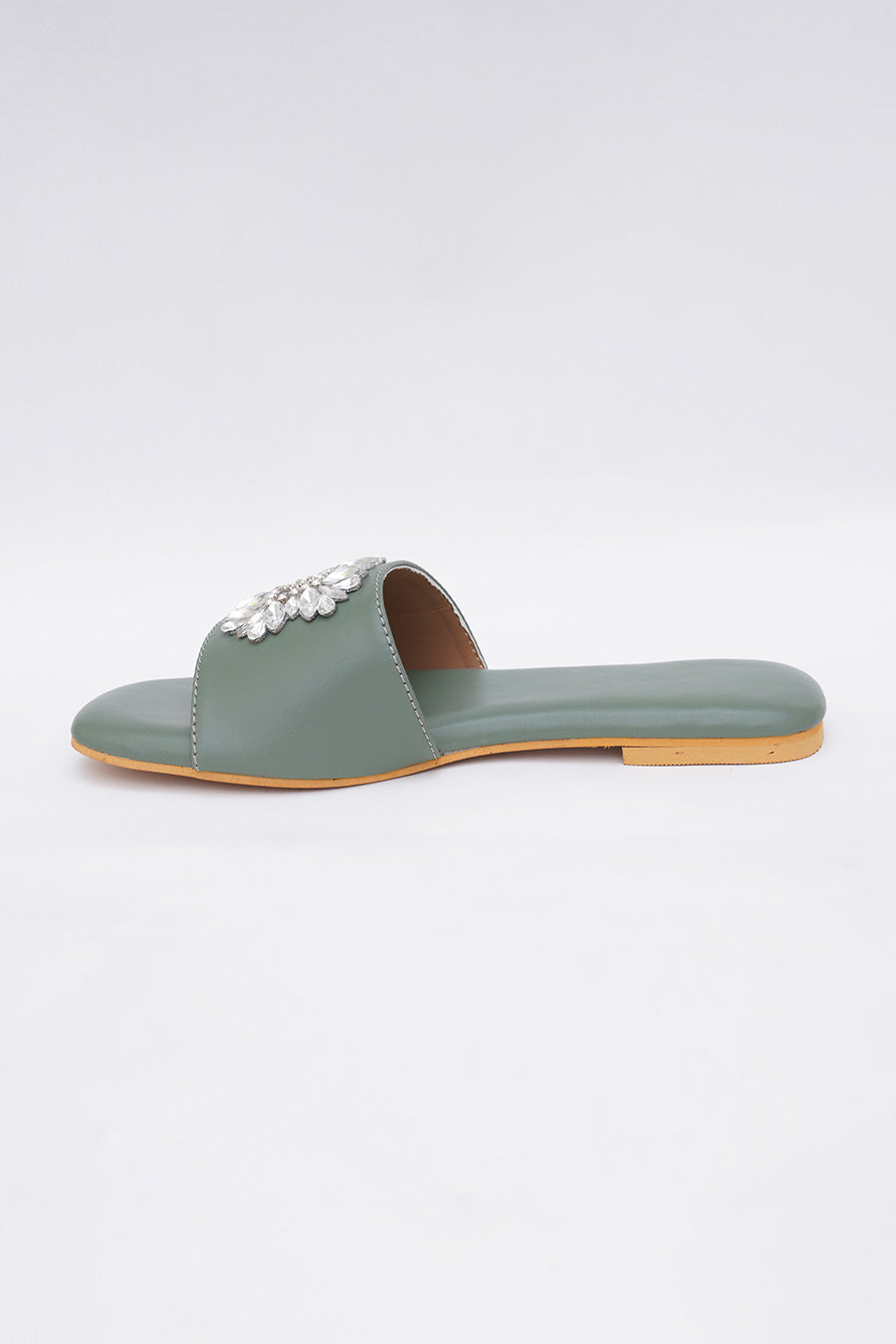Green Brooch Embroidered Flats