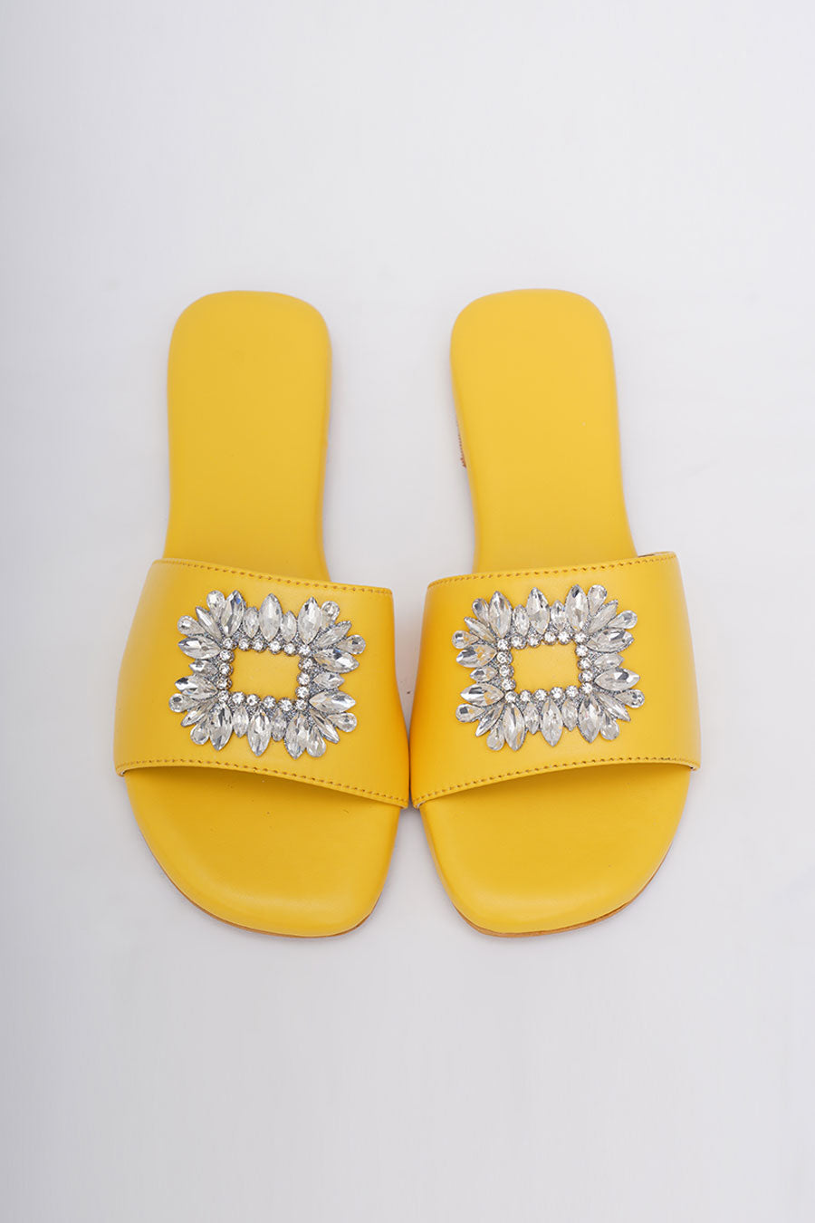 Yellow Brooch Embroidered Flats