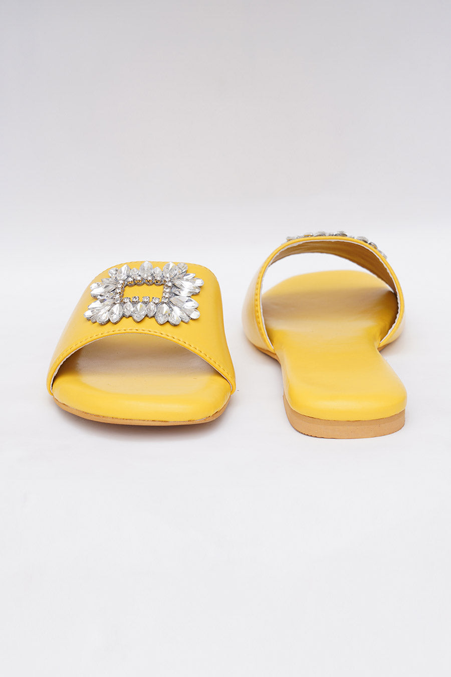 Yellow Brooch Embroidered Flats