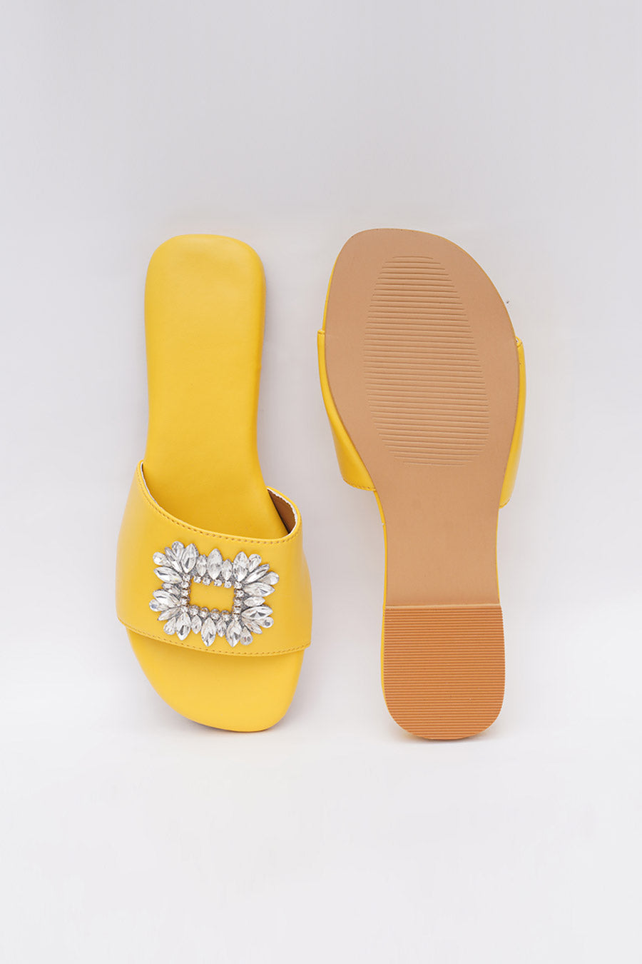 Yellow Brooch Embroidered Flats