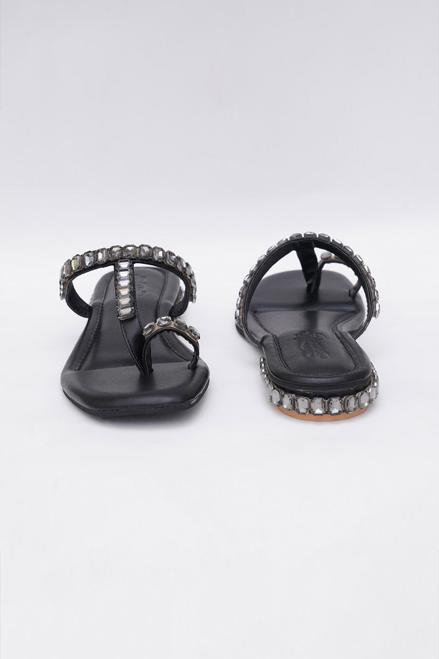 Black Diamond Stud Kolhapuri Heels