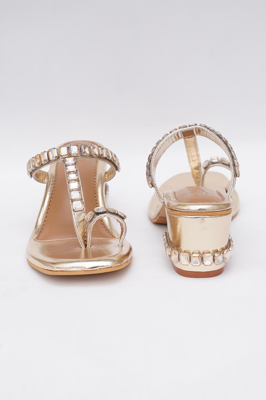 Gold Diamond Stud Kolhapuri Heels