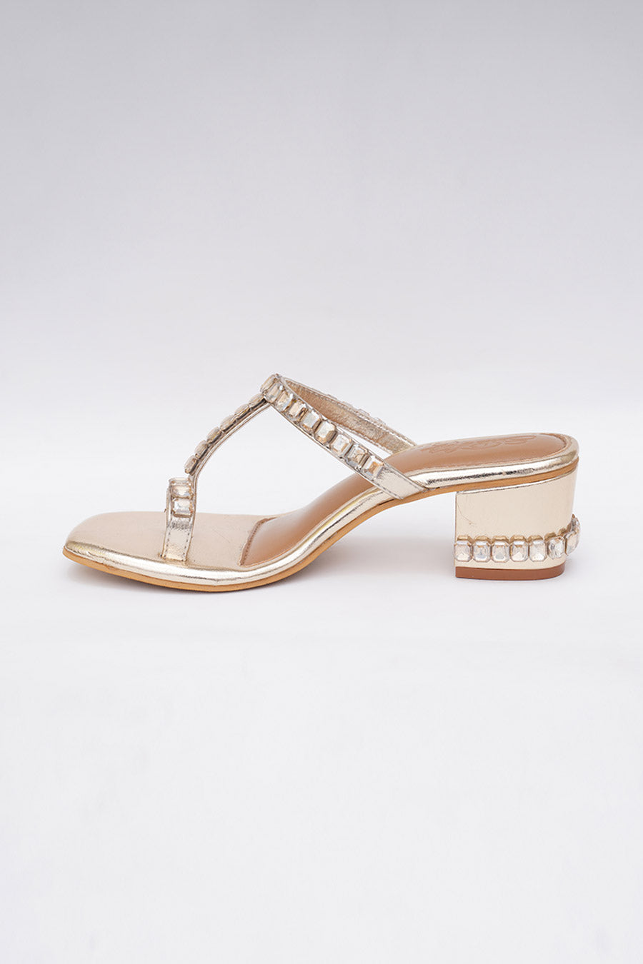 Gold Diamond Stud Kolhapuri Heels
