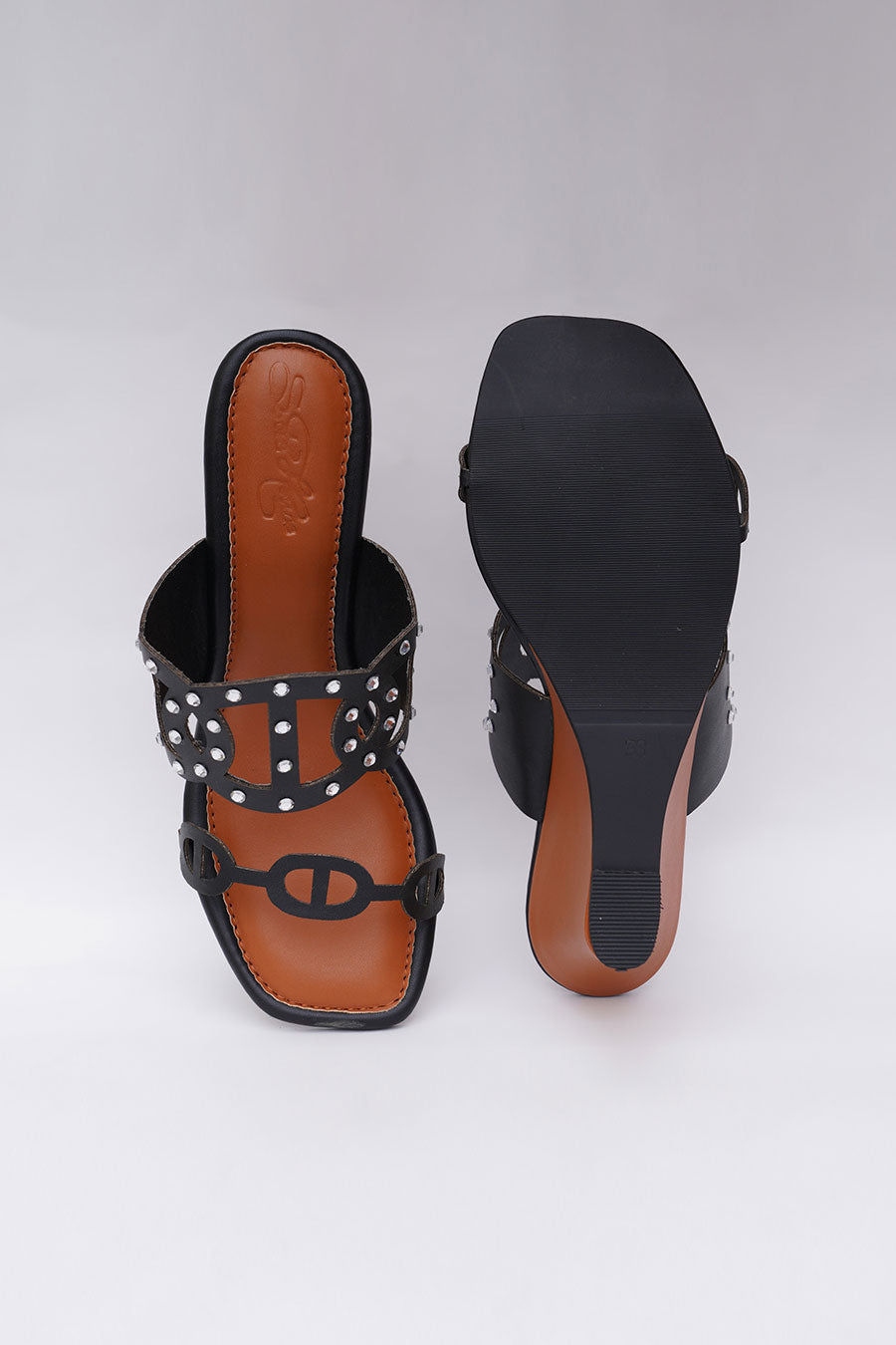 Black Swarosvki Stones Ducth Heels