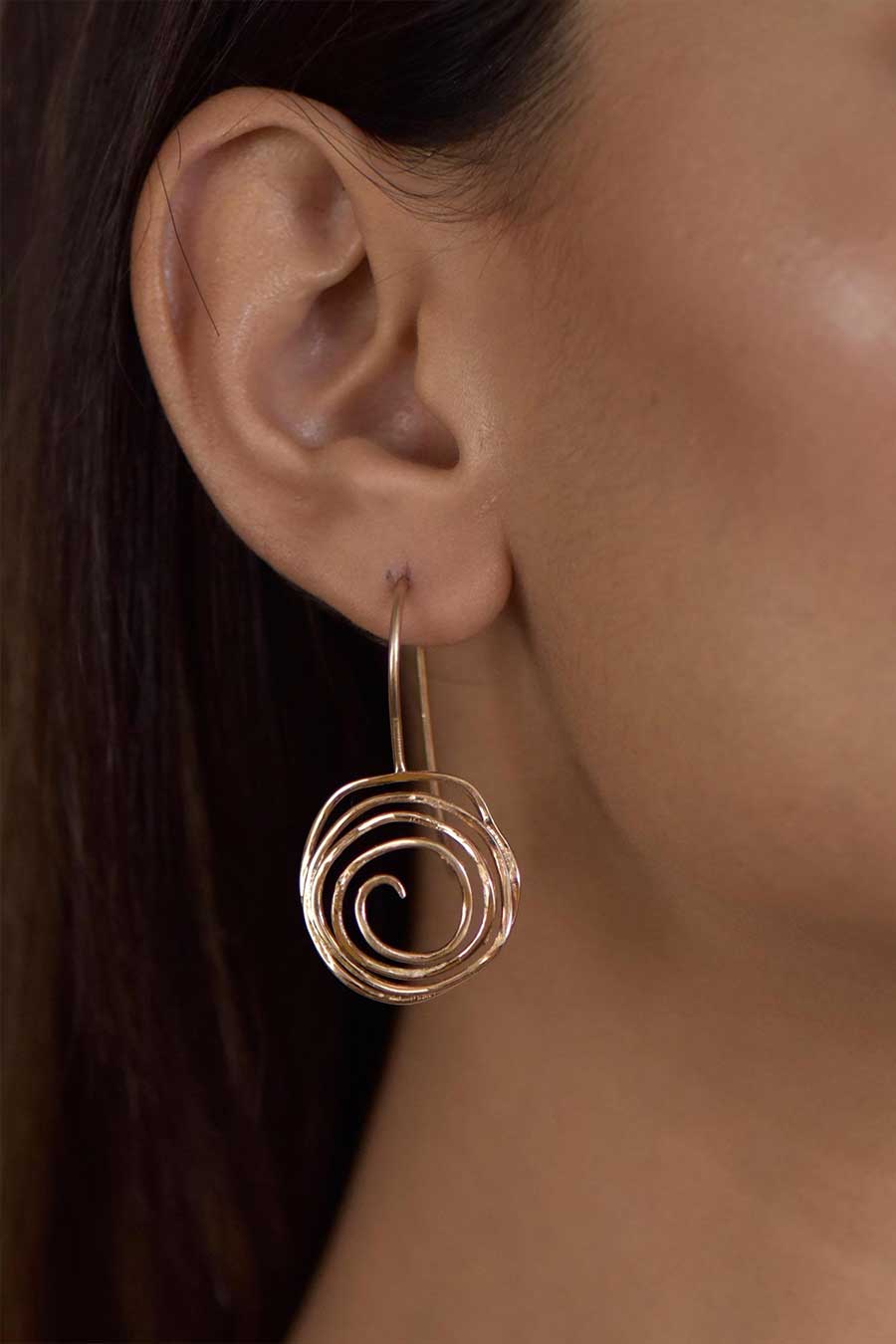 Rose Spiral Silver Earrings