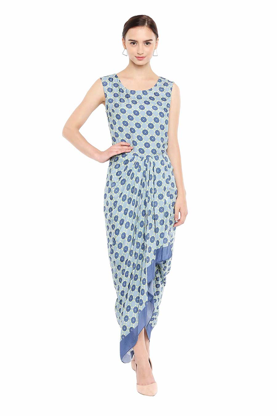 Blue Embroidered Dress & Jacket Co-ord Set