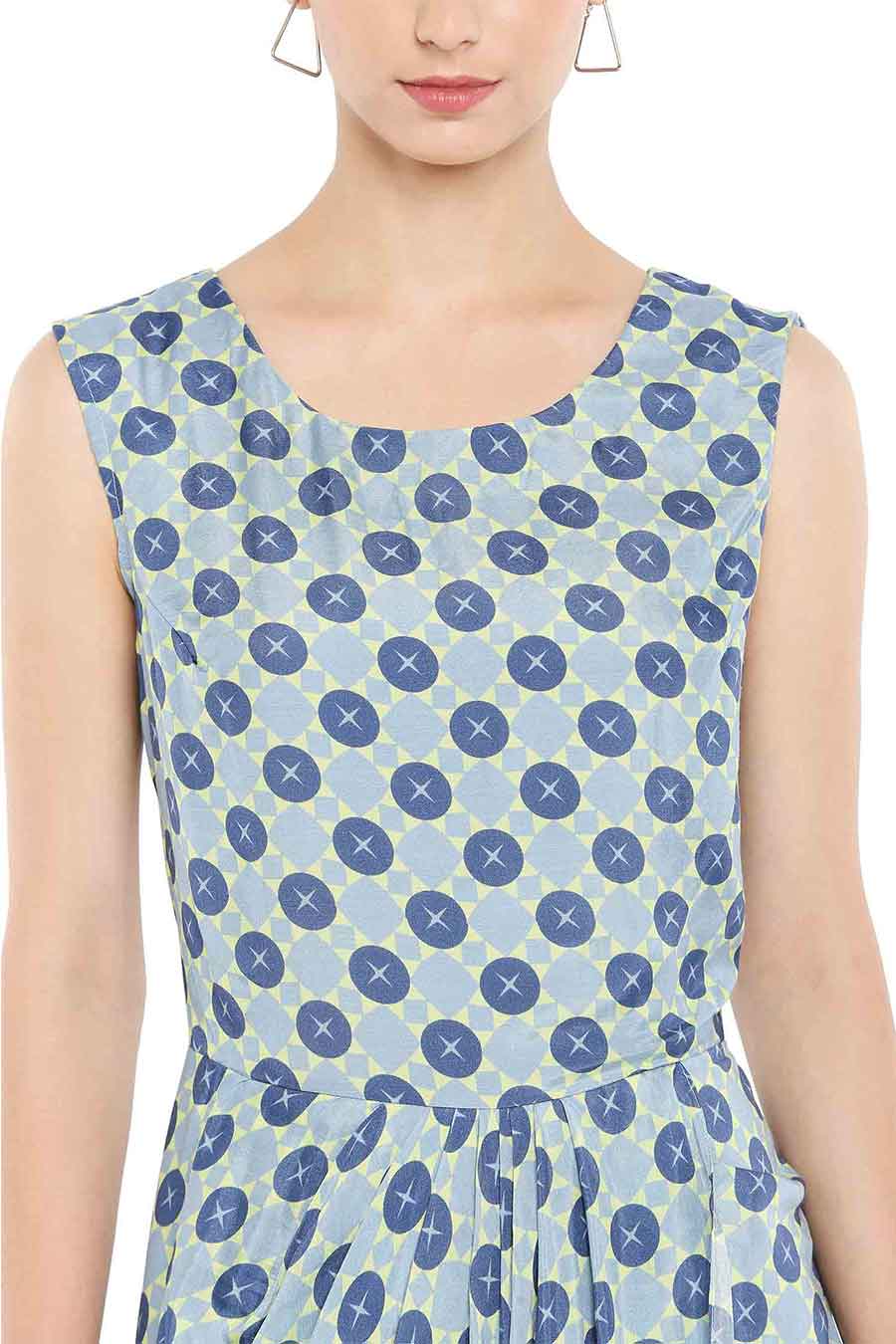 Blue Embroidered Dress & Jacket Co-ord Set