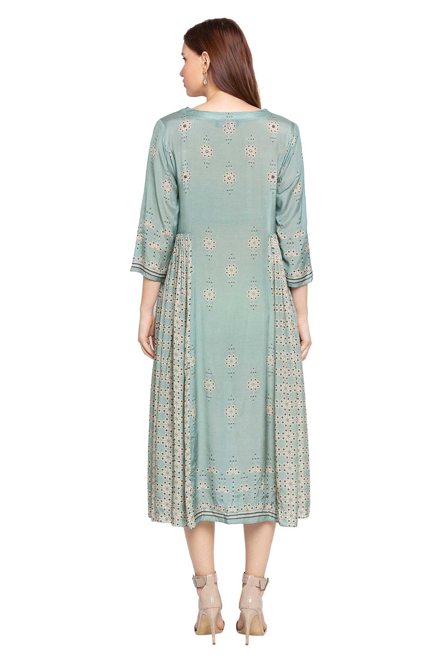 Blue Printed Long Dress