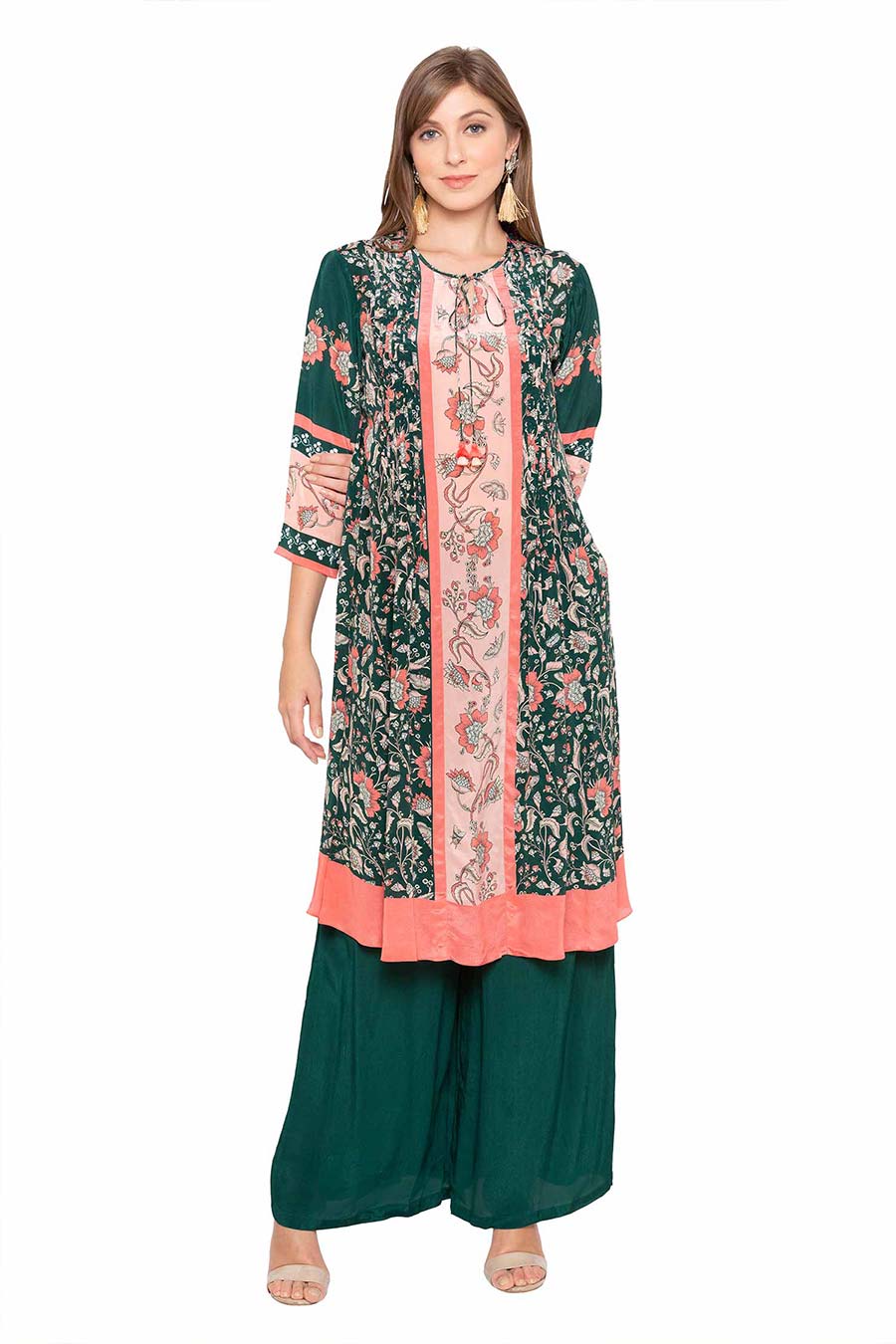 Green Printed Kurta & Palazzo Set