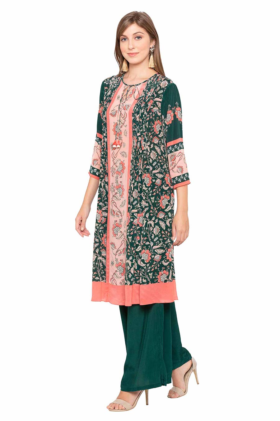 Green Printed Kurta & Palazzo Set