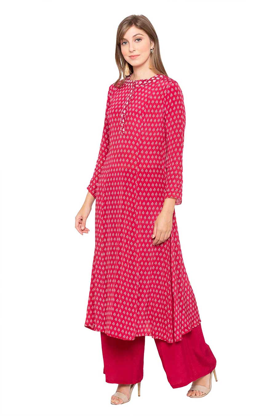 Magenta Printed Kurta & Pant Set