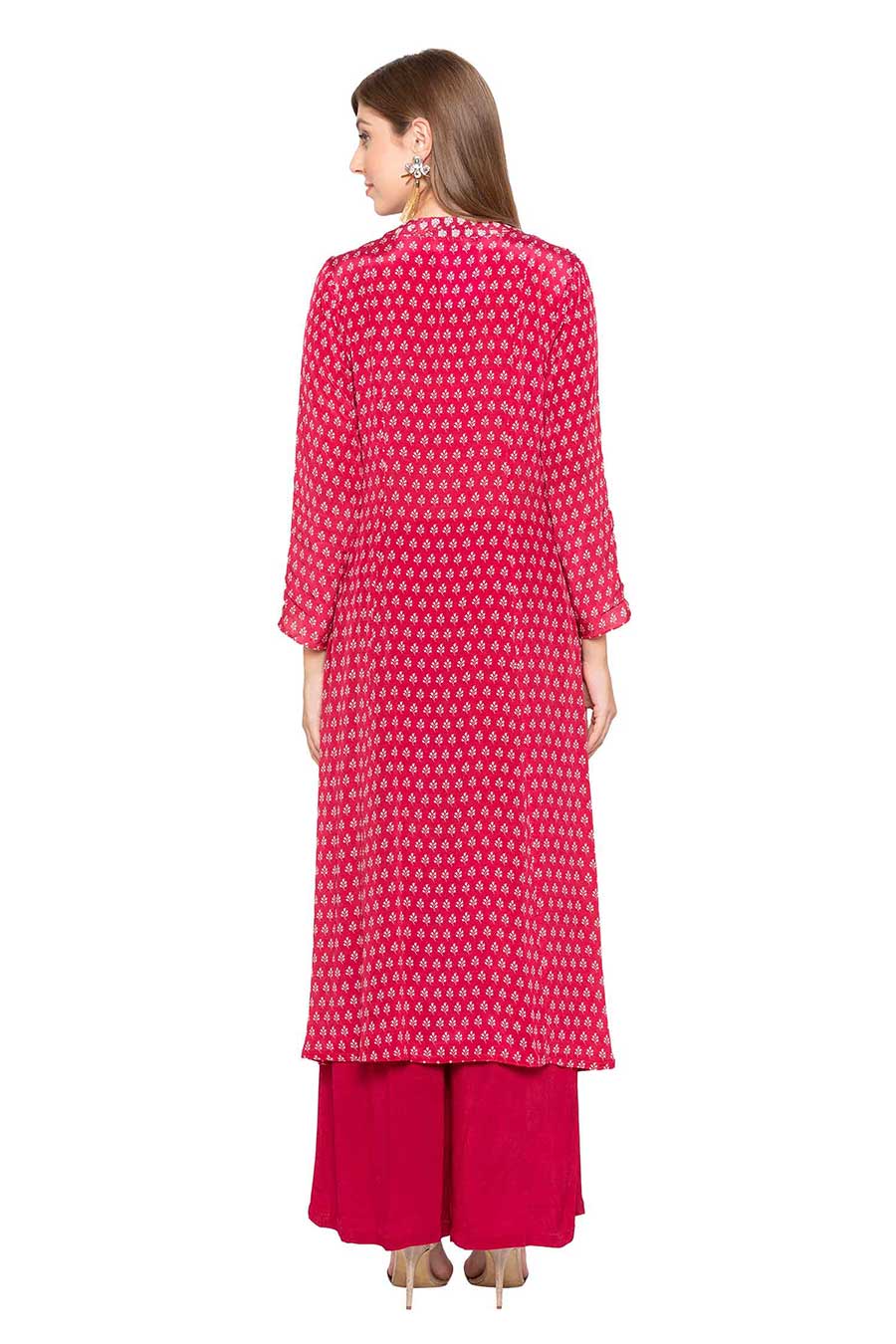 Magenta Printed Kurta & Pant Set