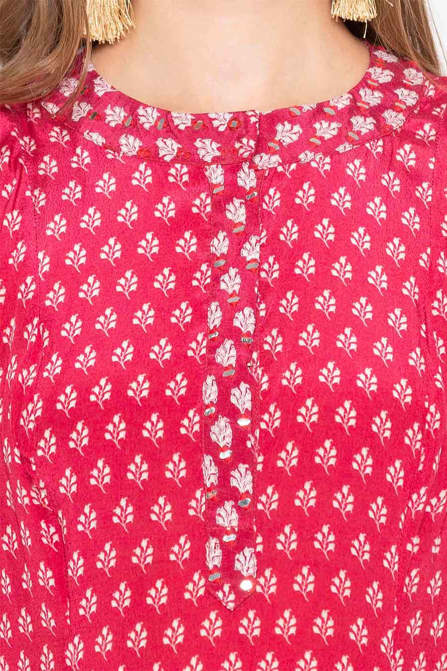 Magenta Printed Kurta & Pant Set