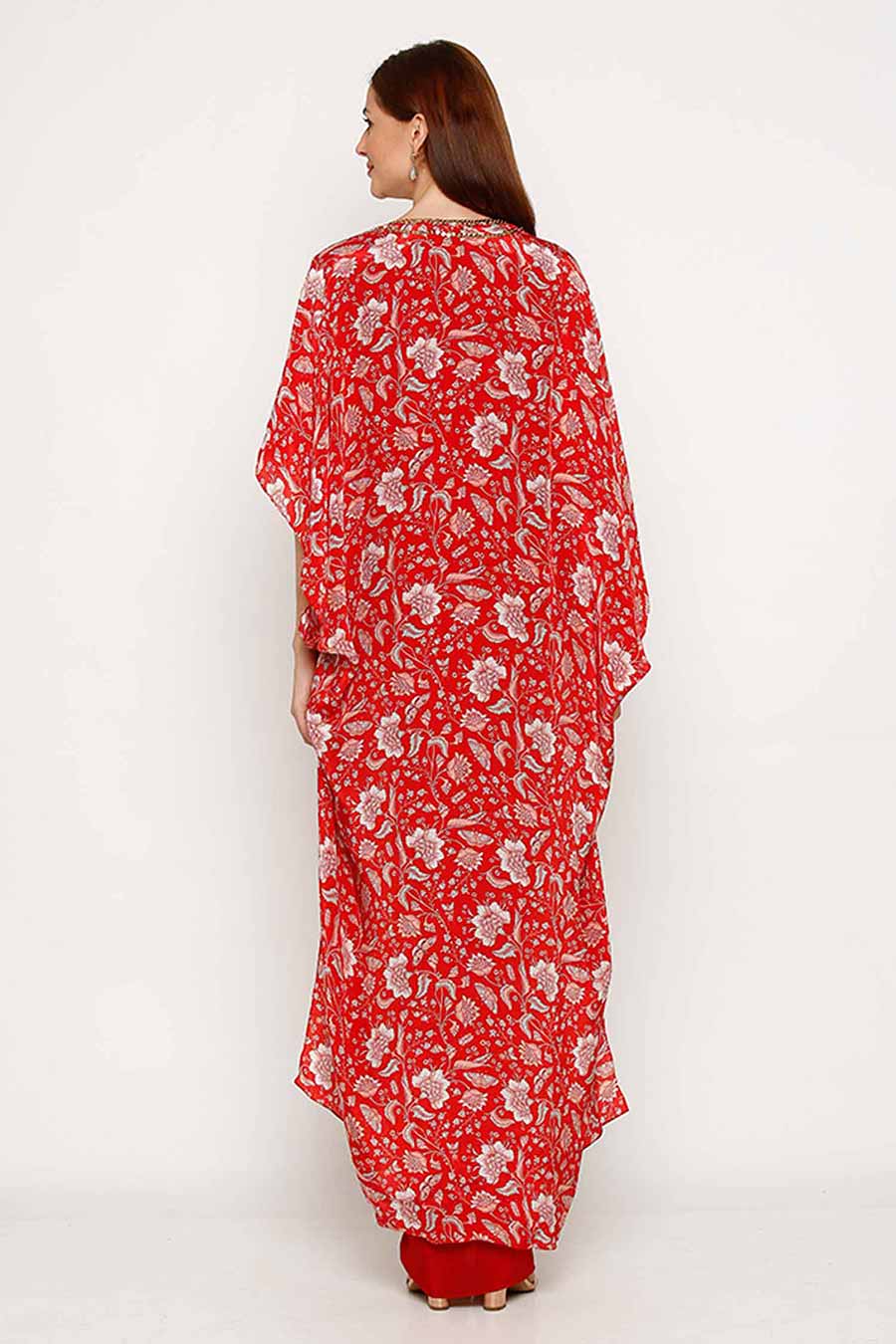 Red Drape Dress & Cape Co-ord Set