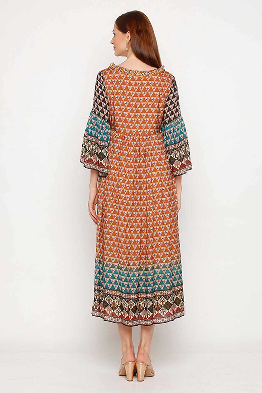 Multicolor Print Gathered Dress