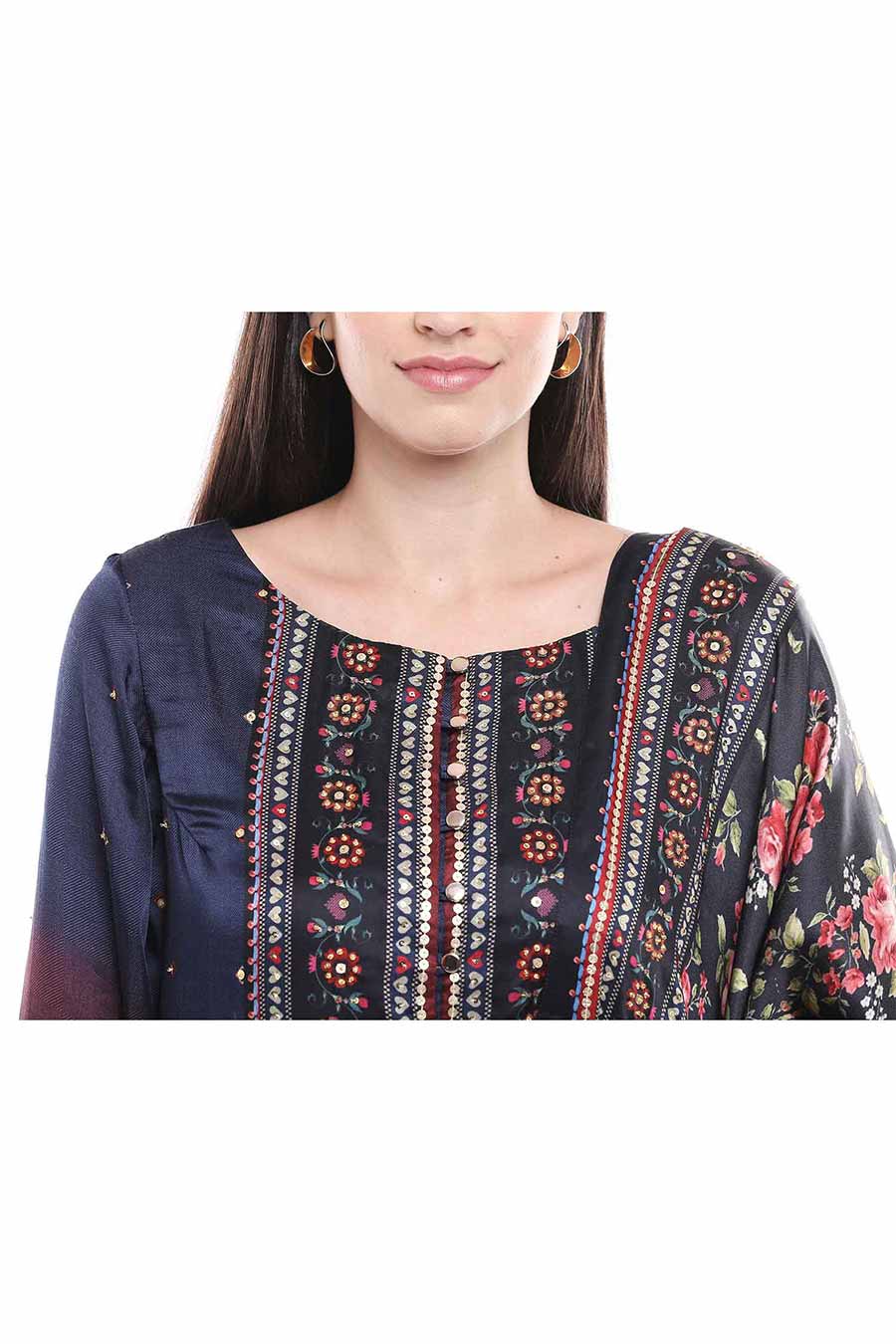 Blue Printed Kurta Set (Set of 3)