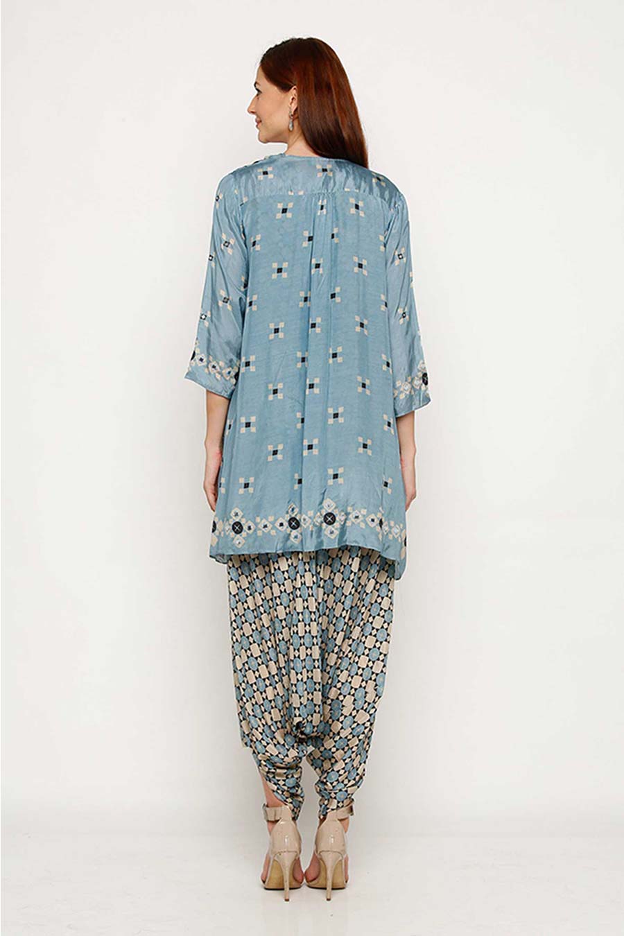Blue Embroidered Jumpsuit & Jacket Co-ord Set
