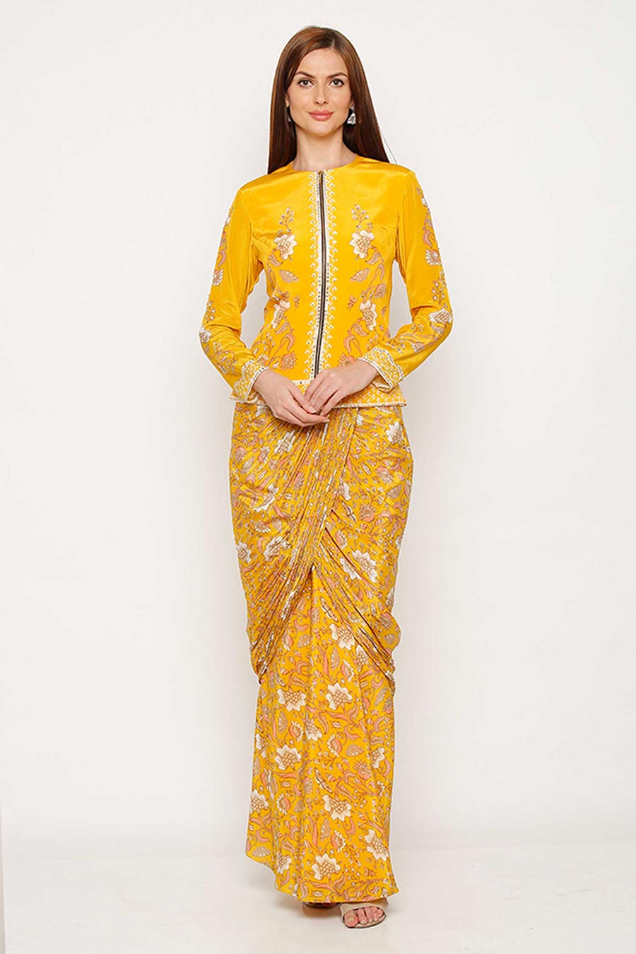 Yellow Top and Drape Skirt Co-ord Set