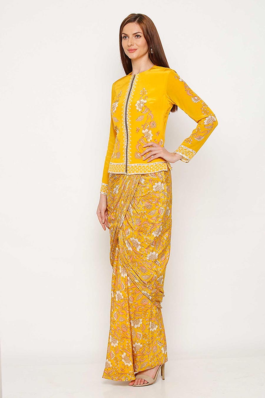 Yellow Top and Drape Skirt Co-ord Set