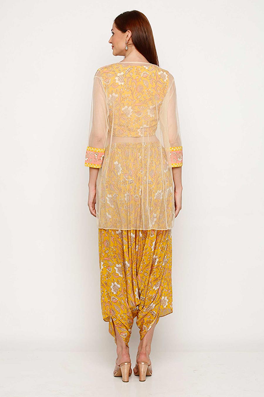 Yellow Co-ord Set with Jakcet (Set of 3)