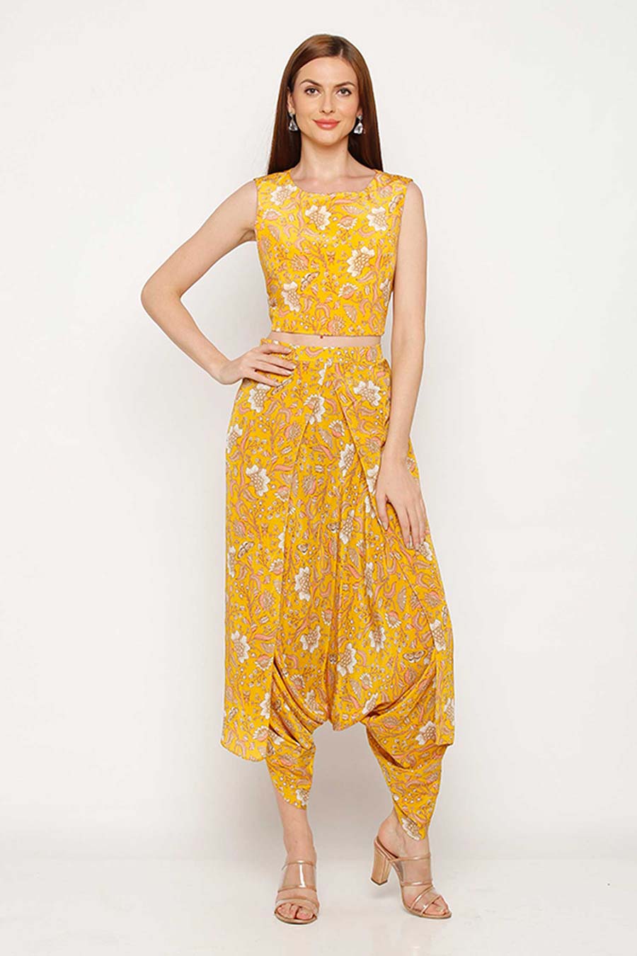 Yellow Co-ord Set with Jakcet (Set of 3)