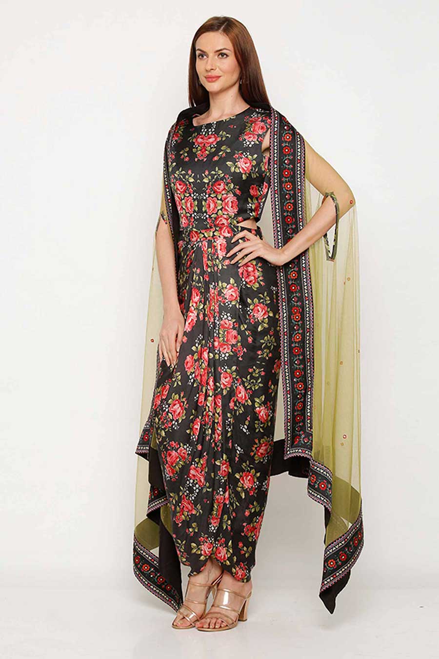 Printed Dress & Cape Co-ord Set (Set of 2)