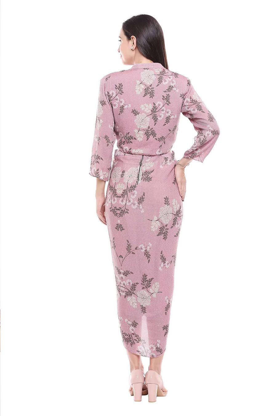 Printed Drape Dress & Jacket Co-Ord Set