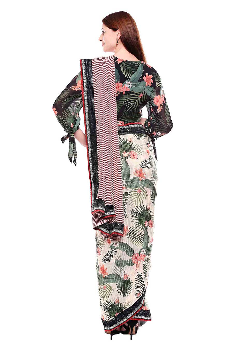 Tropical Print Saree & Blouse Set