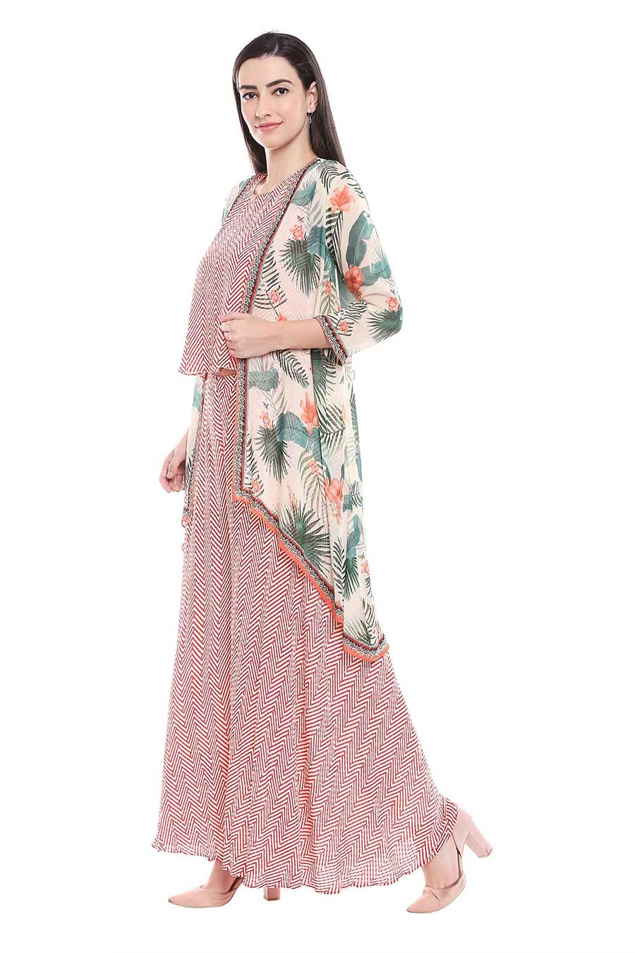 Tropical Print Co-ord Set with Jacket (Set of 3)