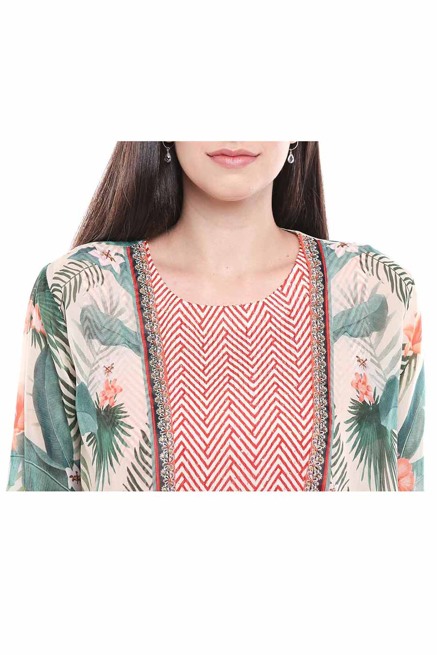 Tropical Print Co-ord Set with Jacket (Set of 3)