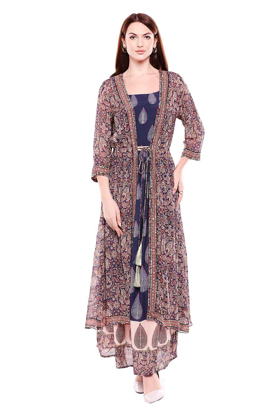 Printed Co-ord Set with Jacket (Set of 3)