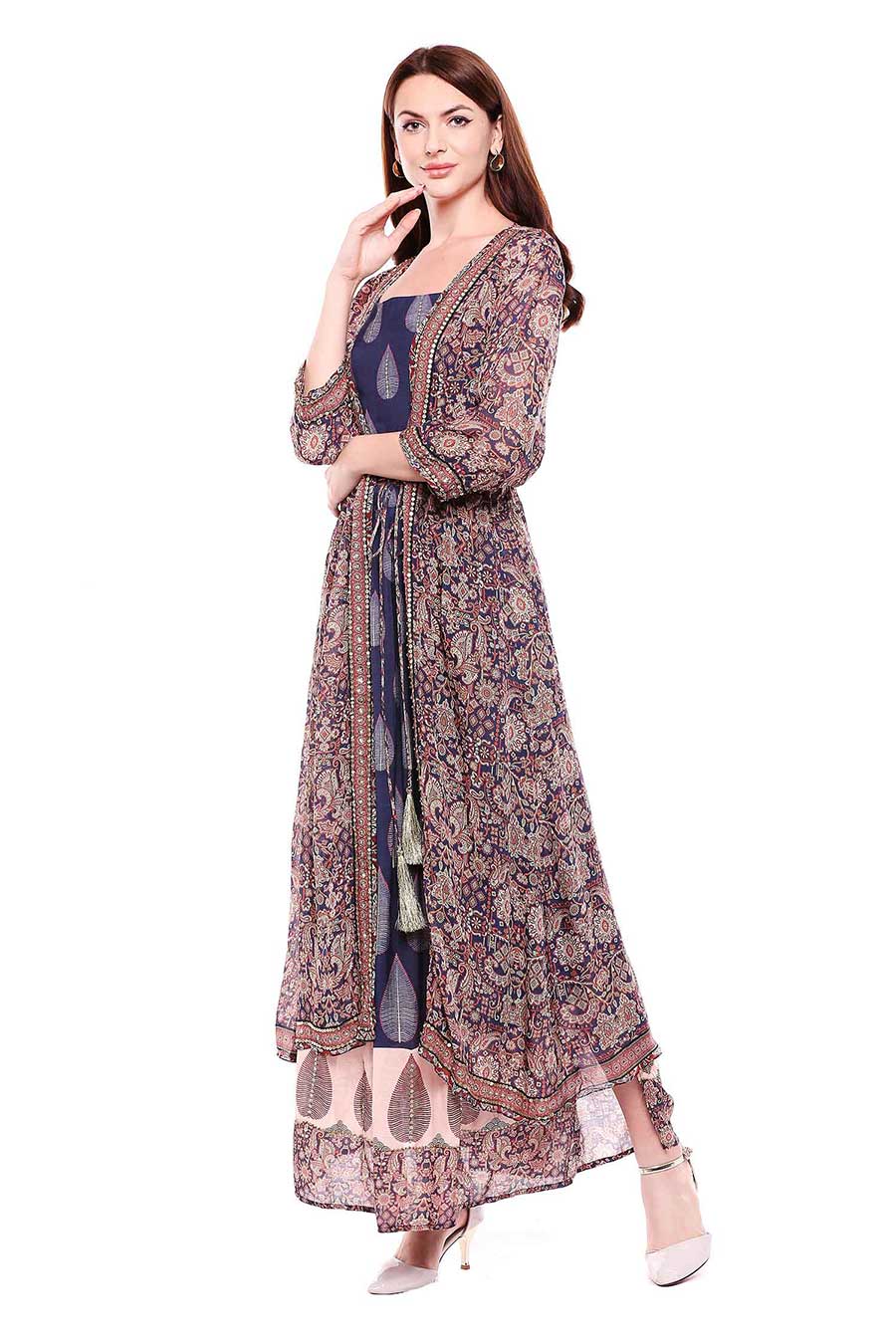 Printed Co-ord Set with Jacket (Set of 3)