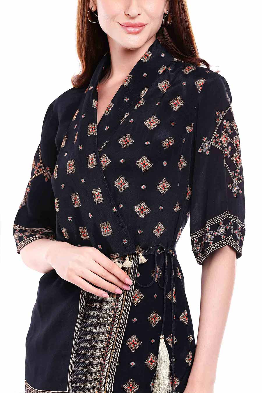Black Jacket & Drape Skirt Co-ord Set (Set of 2)
