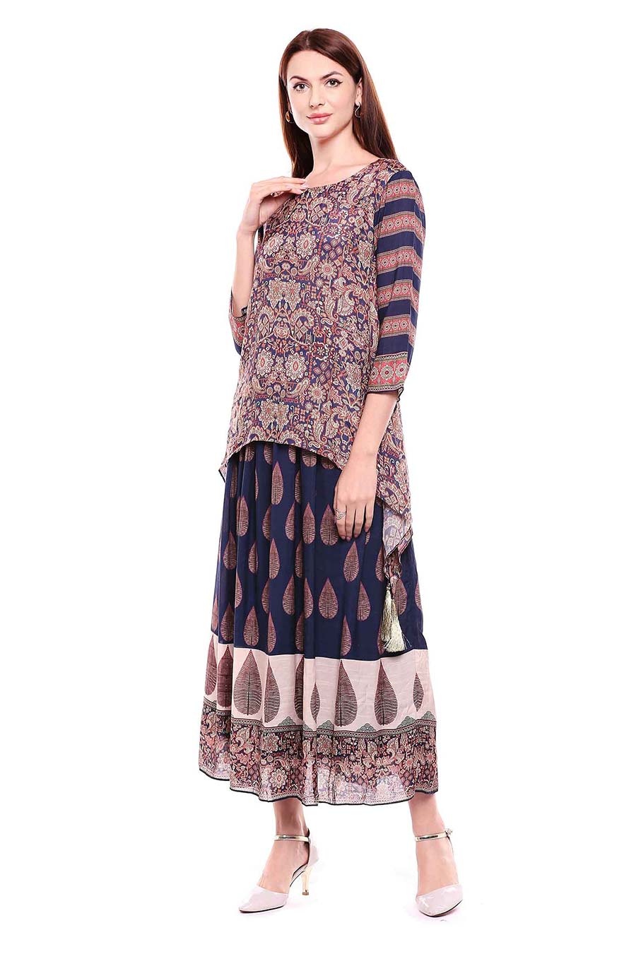Madhubani Print Asymmetrical Dress