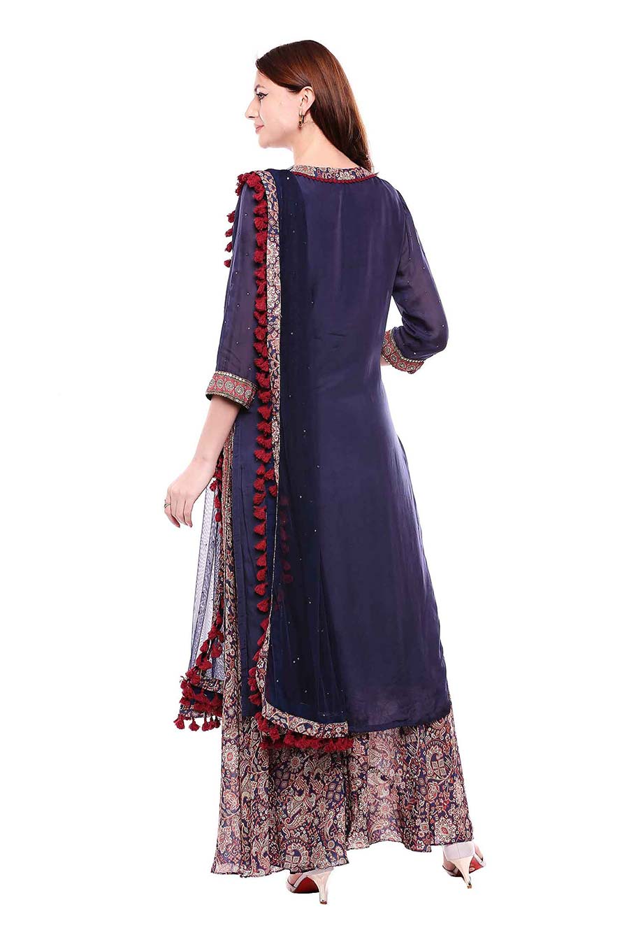 Madhubani Print Blue Kurta Set (Set of 3)