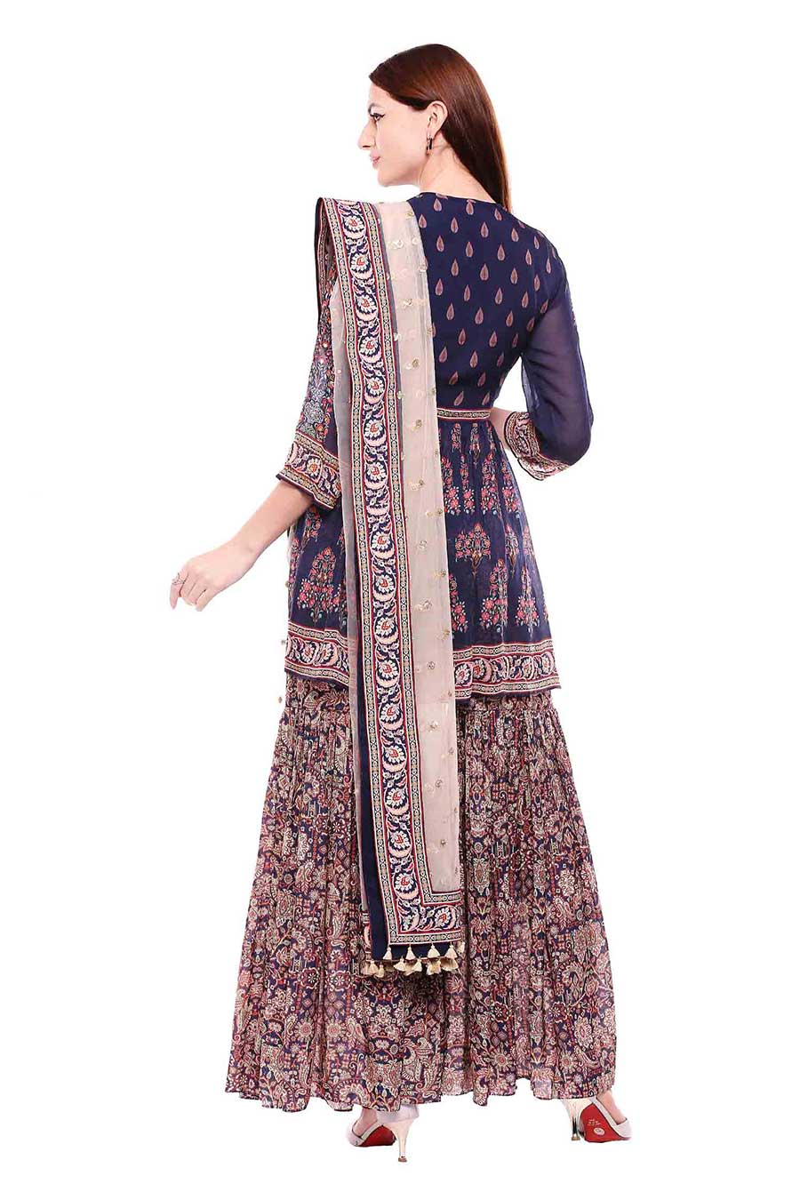 Madhubani Print Sharara Kurta Set (Set of 3)