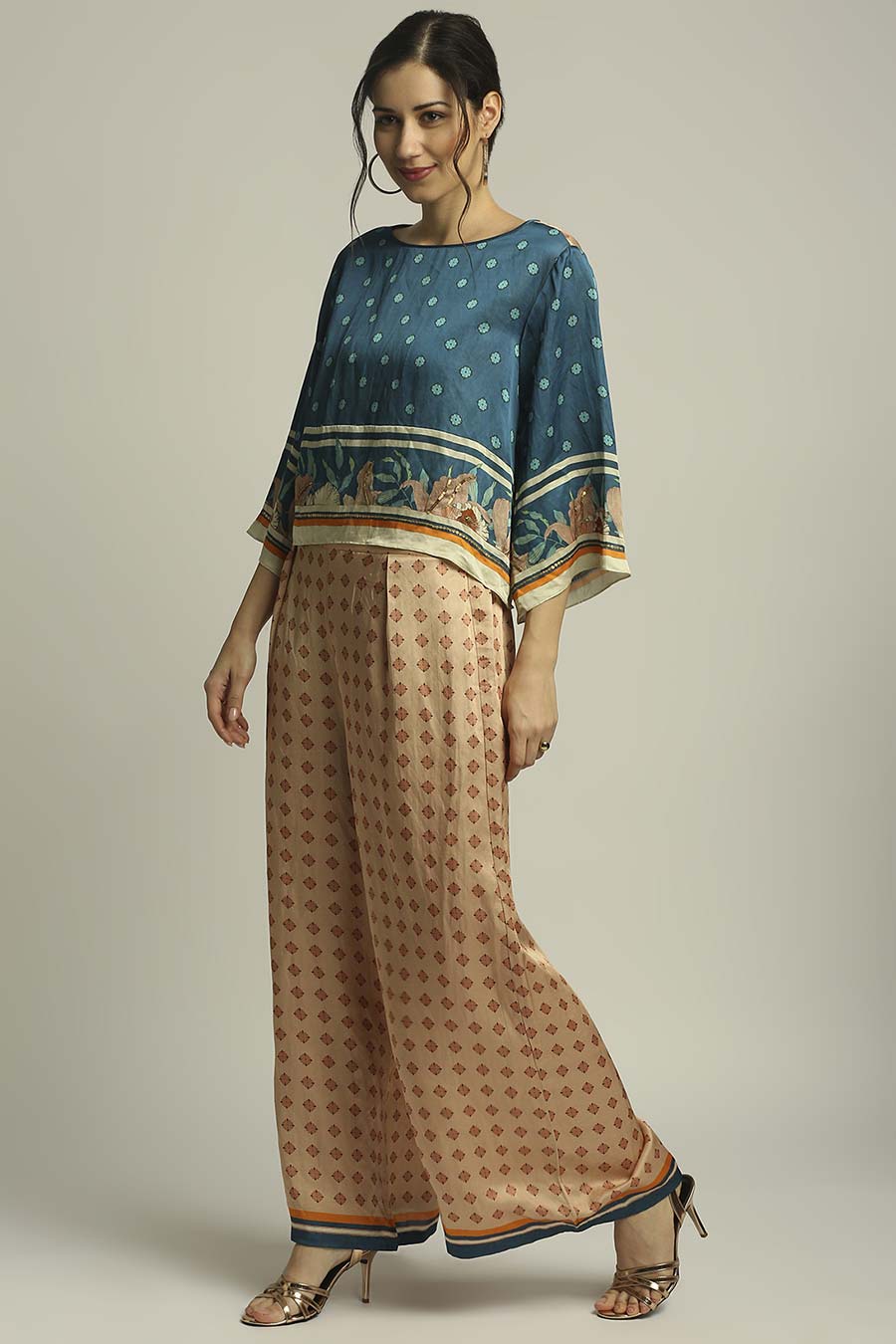 Peach & Blue Printed Co-Ord Set