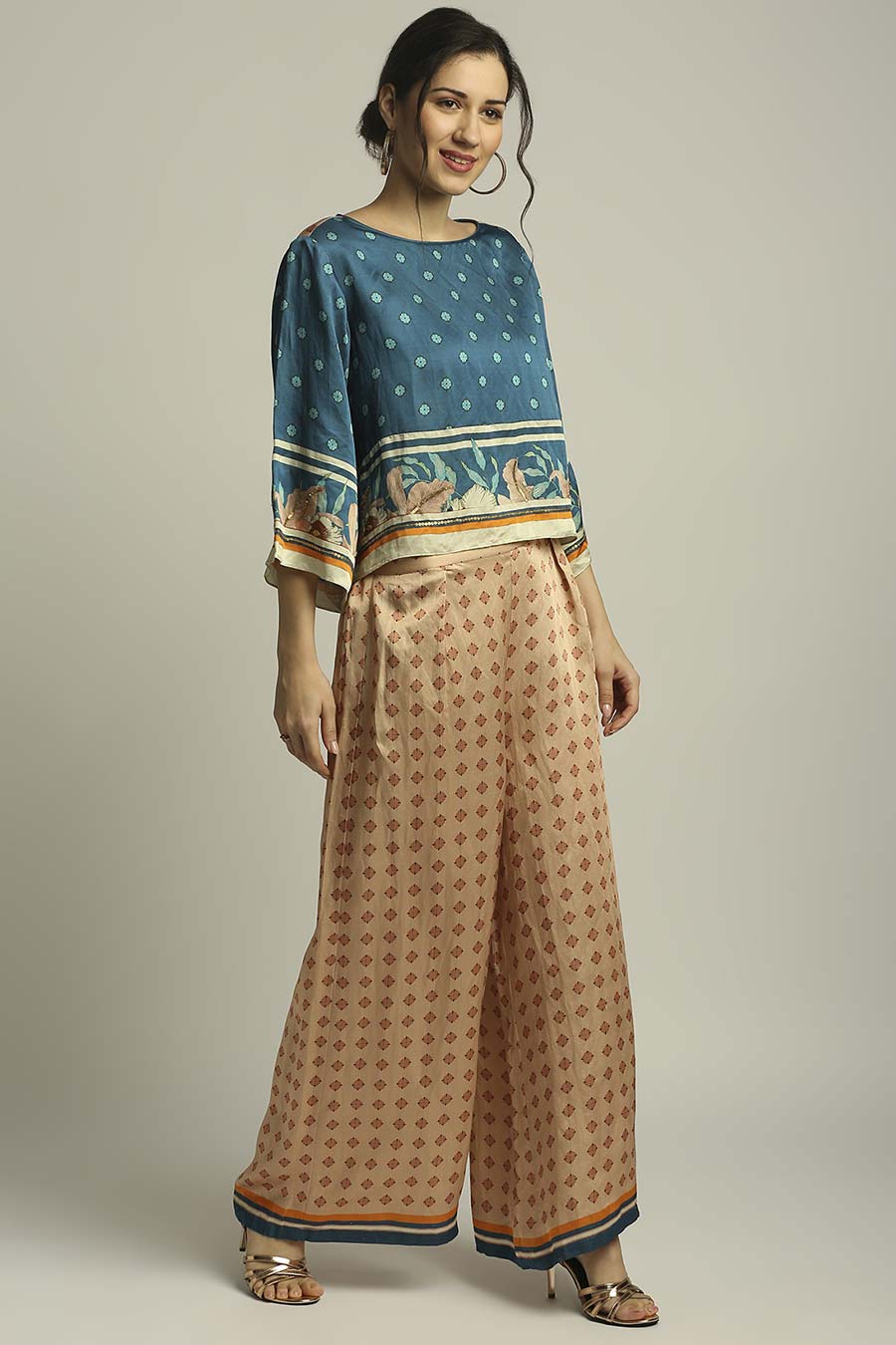 Peach & Blue Printed Co-Ord Set