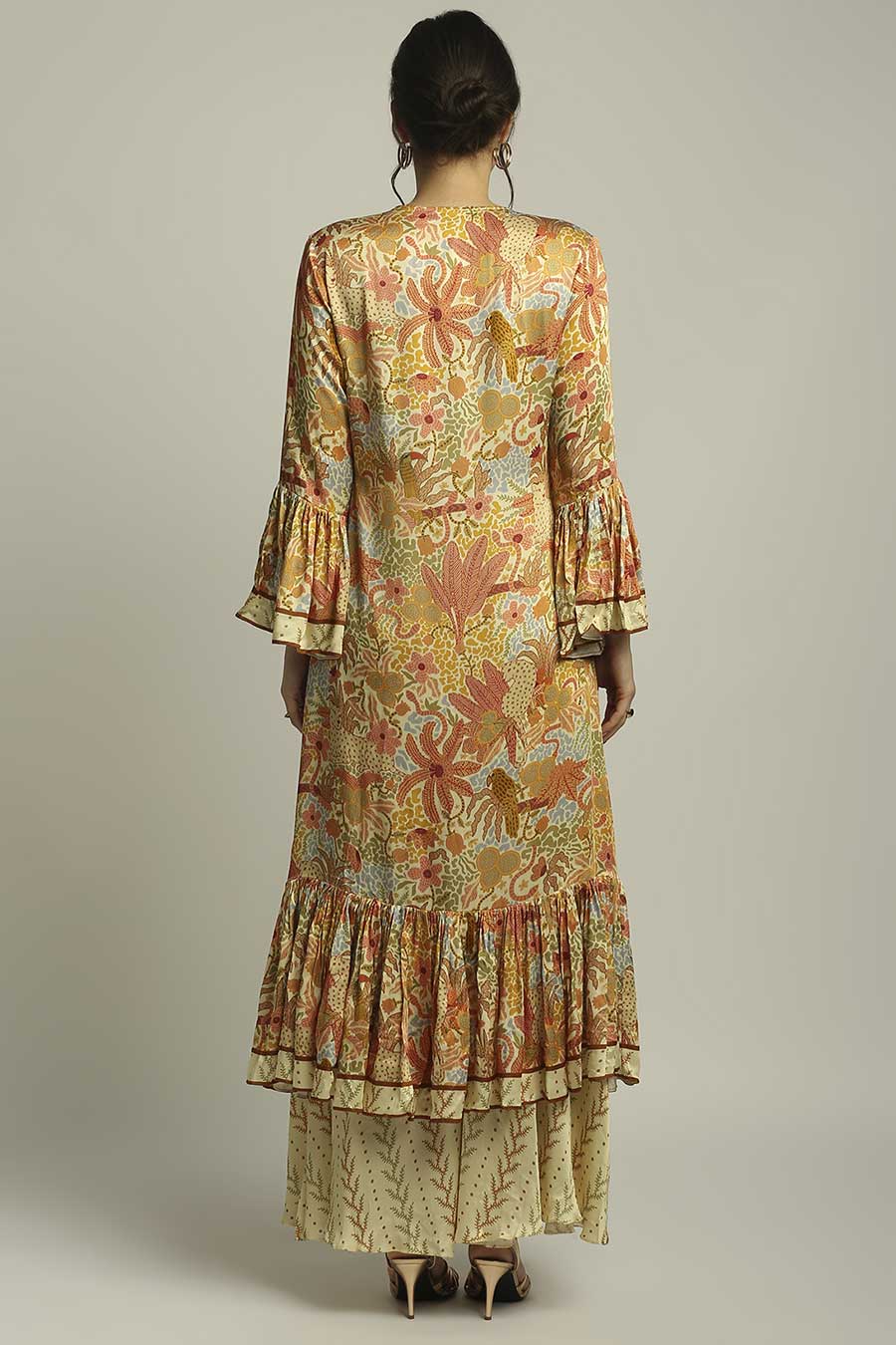 Yellow Printed Overlap Kurta & Pant Set