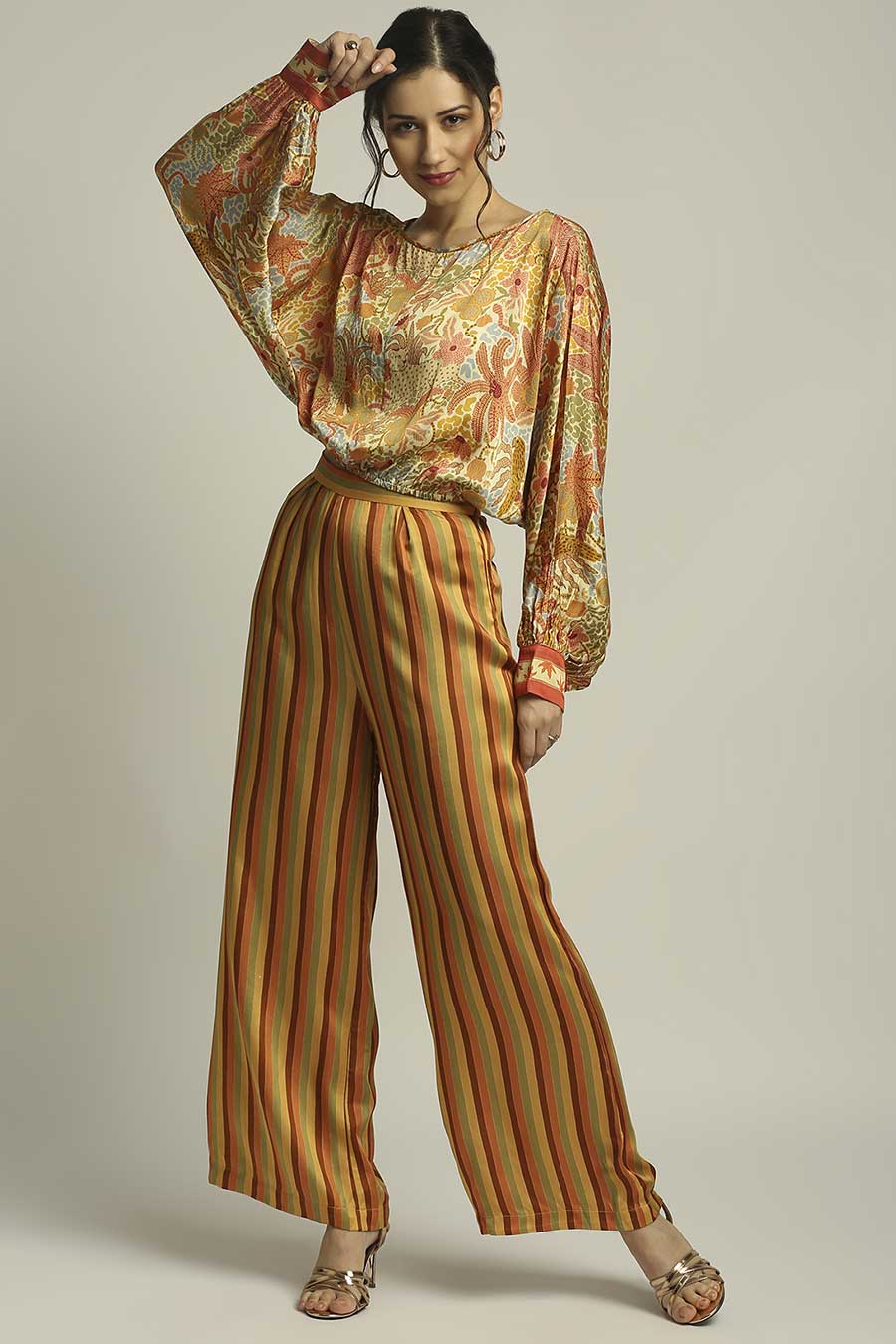 Yellow Printed Top & Pant Set