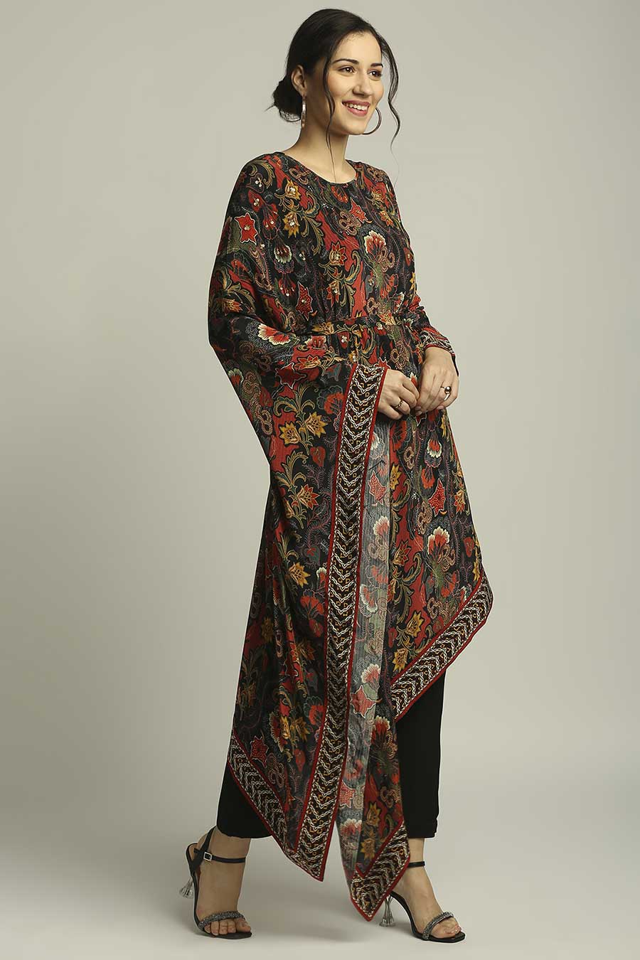 Batik Printed Asymmetrical Kurta & Pant Set
