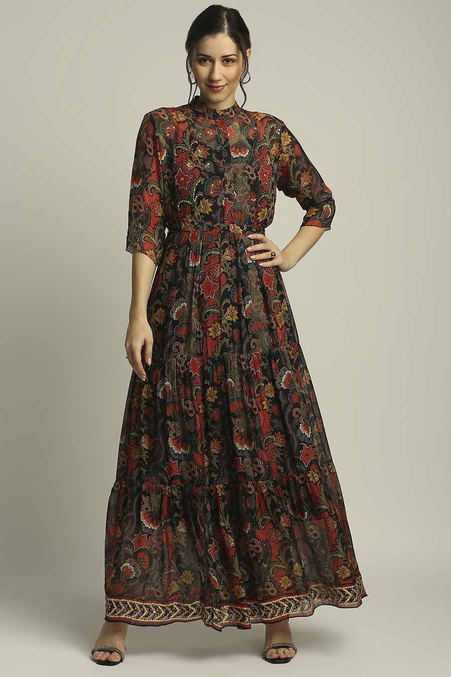 Batik Printed Long Tier Dress