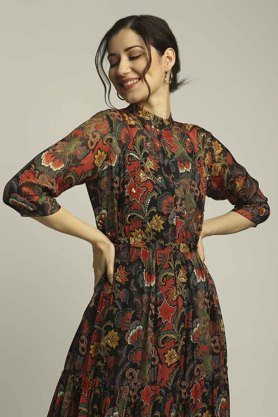 Batik Printed Long Tier Dress