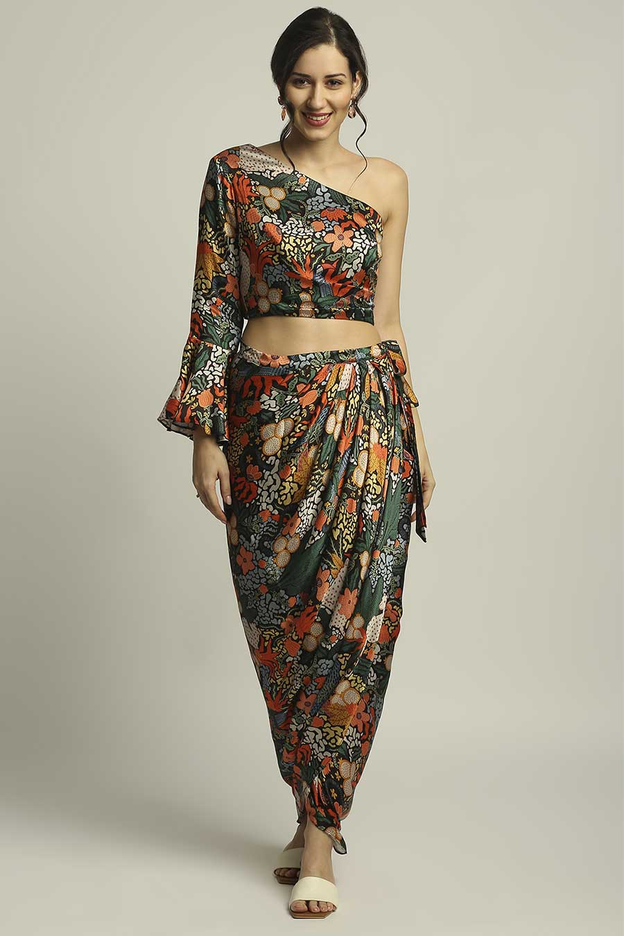 Multicolor Printed Top & Skirt Co-Ord Set