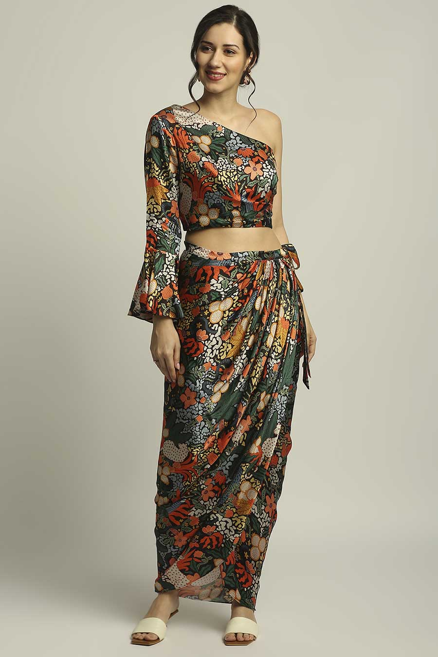 Multicolor Printed Top & Skirt Co-Ord Set