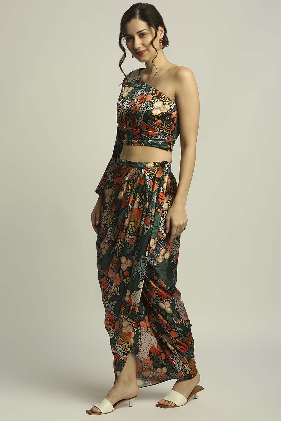 Multicolor Printed Top & Skirt Co-Ord Set
