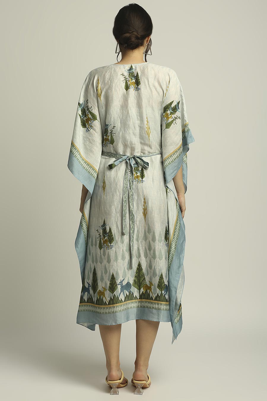 Multicolor Printed Kaftan With Belt