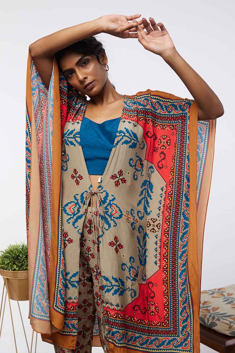 Elements Printed Co-Ord Set With Kaftan Jacket